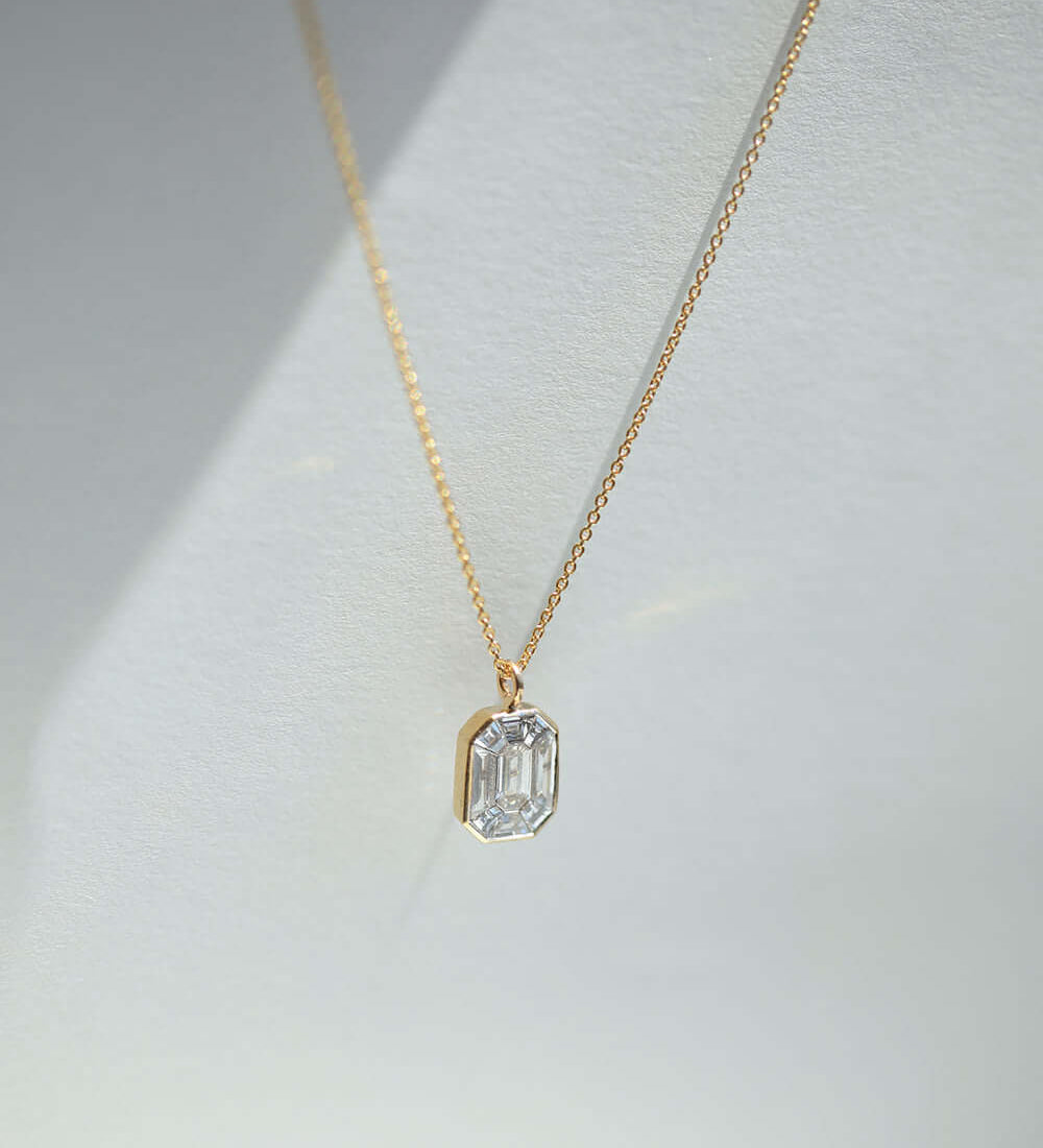 yellow gold necklace white diamond fine jewelry Brooklyn new york