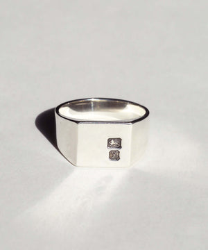 Large Square Hallmarked Signet Ring in Silver