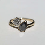 unique salt and pepper diamond engagement ring in 14k gold handcrafted macha studio brooklyn new york