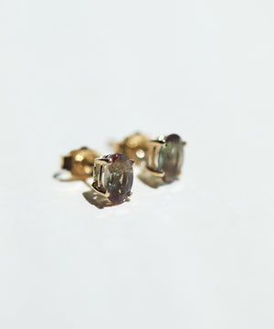 sunstone oval earrings studs gold Brooklyn New York