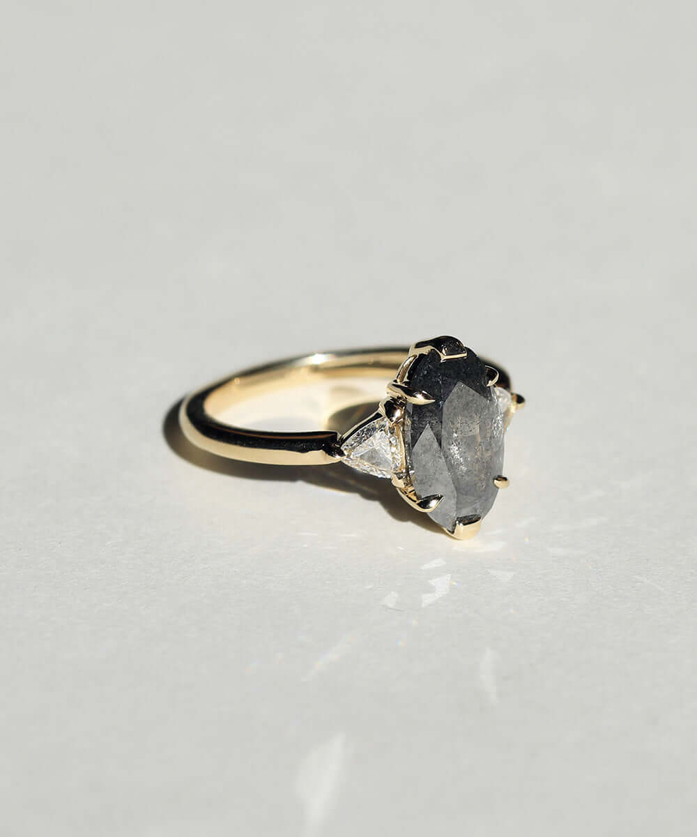 Engagement  ring salt and pepper gold Brooklyn NYC  