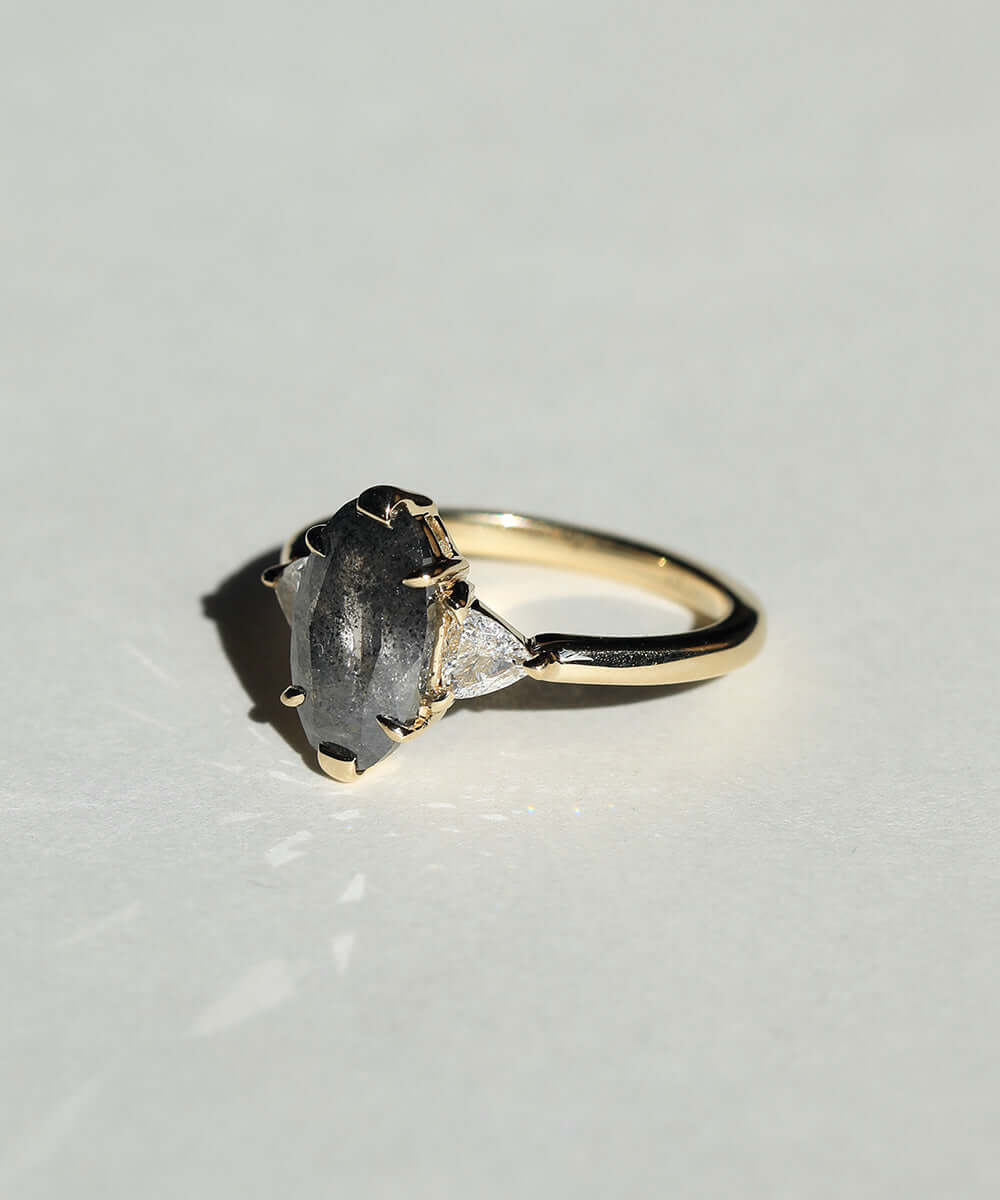 Engagement  ring salt and pepper gold Brooklyn NYC  