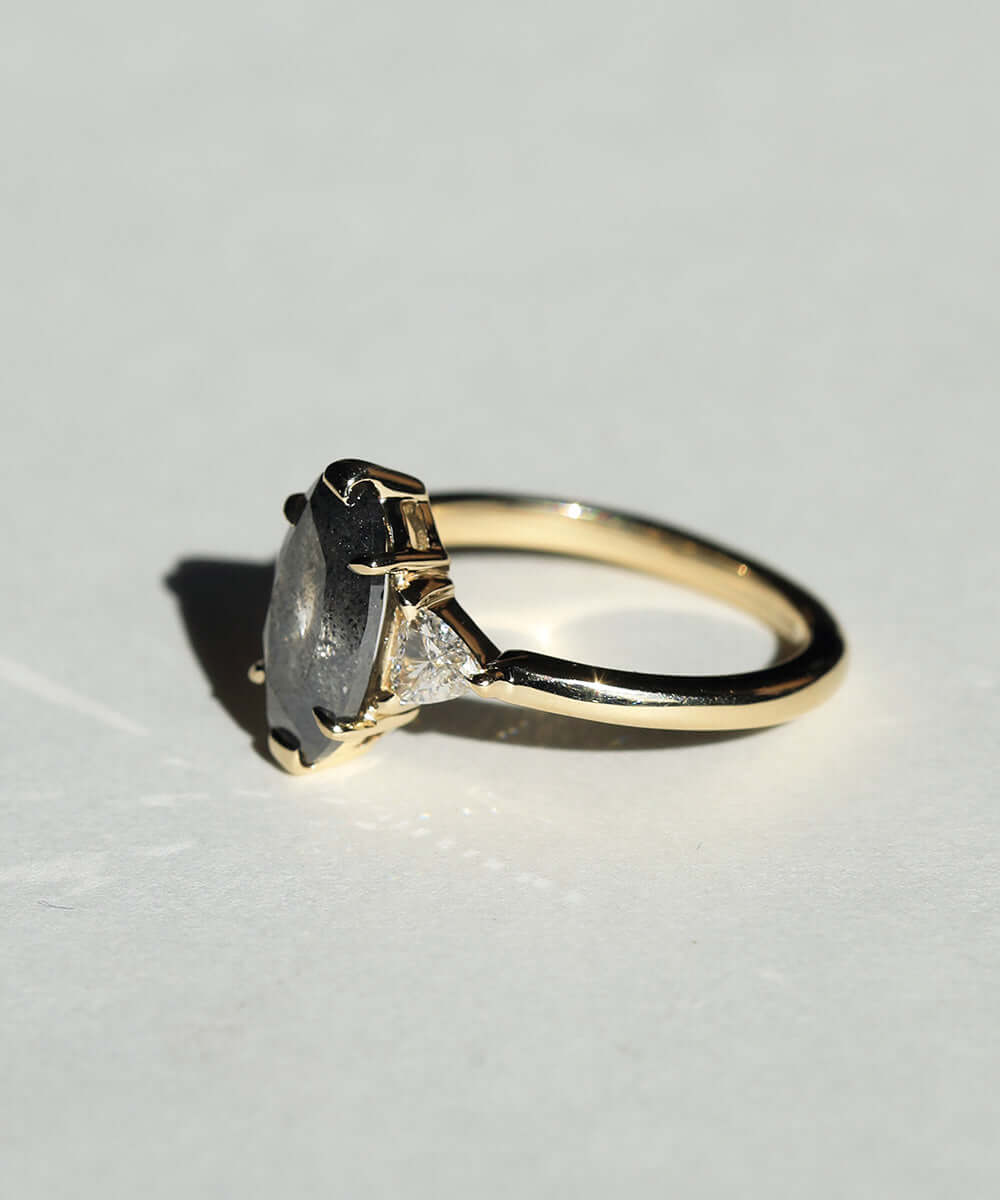 Engagement  ring salt and pepper gold Brooklyn NYC  