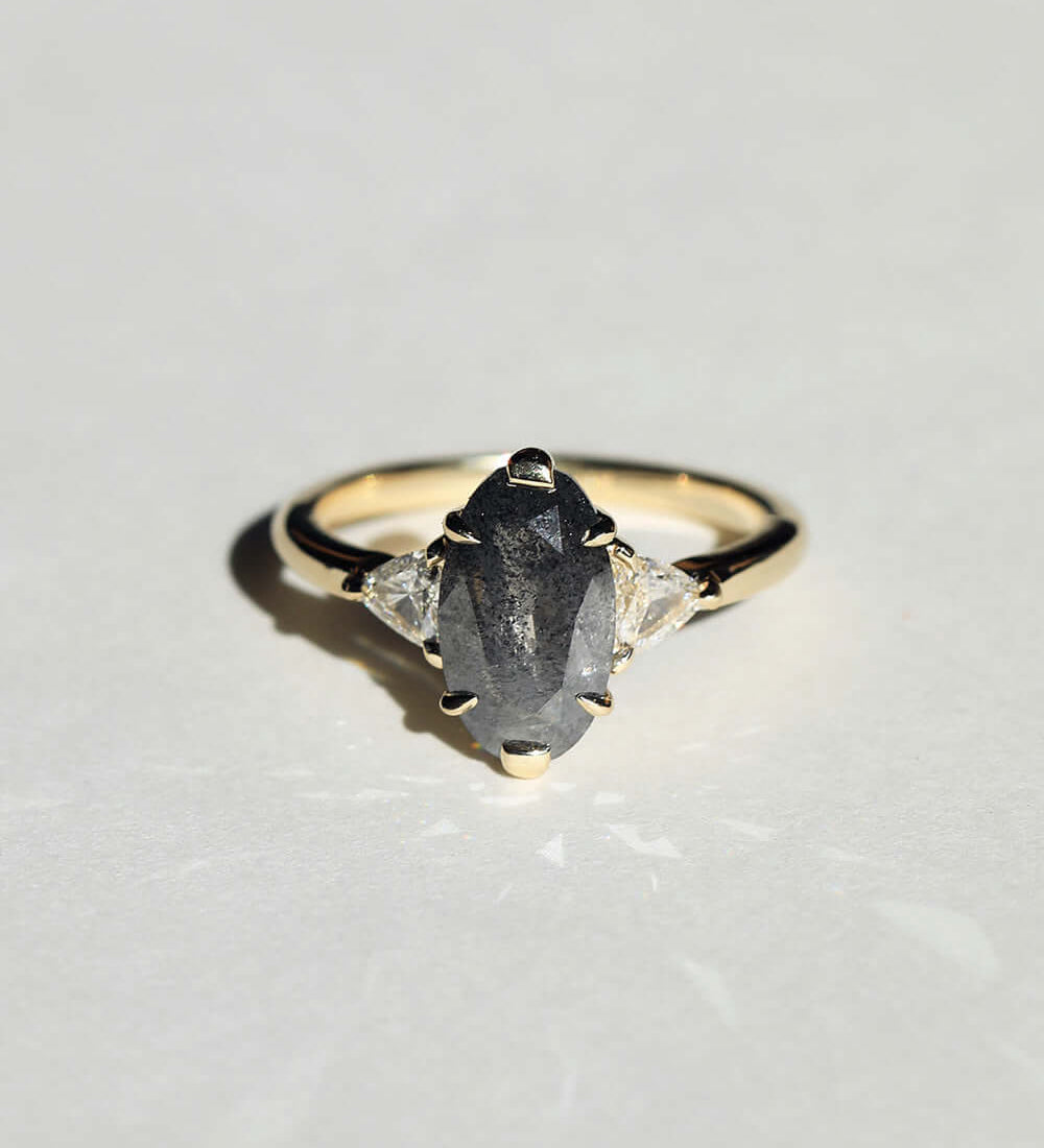 engagement  ring gold salt and pepper diamond Brooklyn NYC