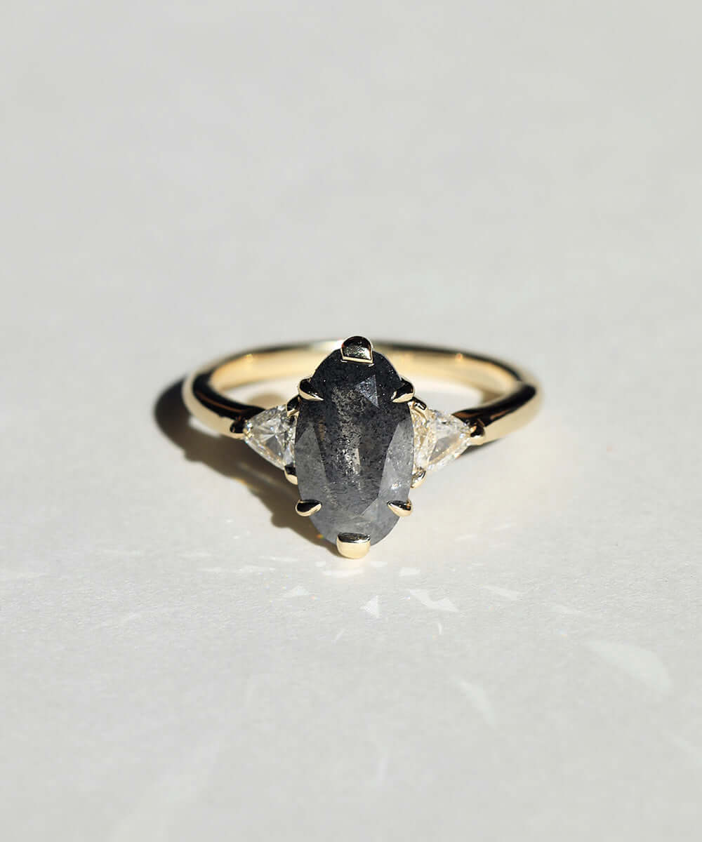 engagement  ring gold salt and pepper diamond Brooklyn NYC