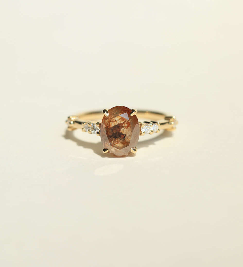 engagement ring salt and pepper red diamond gold Brooklyn NYC