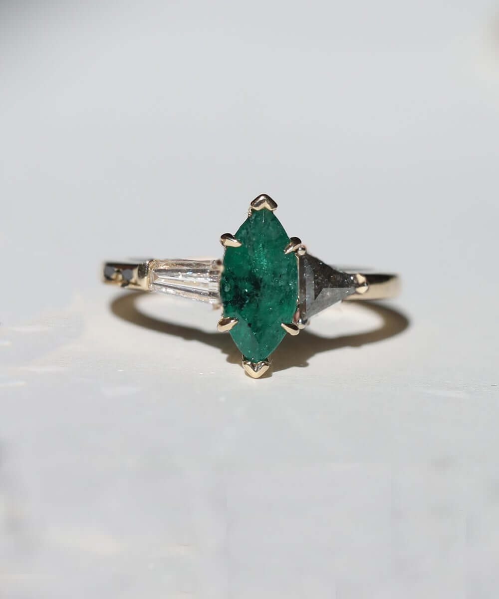 custom emerald diamond engagement ring fine jewelry macha studio brooklyn nyc