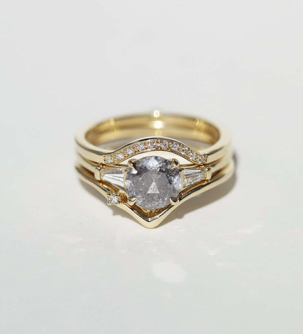 Salt & pepper Diamond Engagement Ring Macha Studio Brooklyn New York