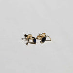 round cut blue sapphires set in 14k gold stud earrings handcrafted macha studio brooklyn new york