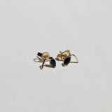 round cut blue sapphires set in 14k gold stud earrings handcrafted macha studio brooklyn new york
