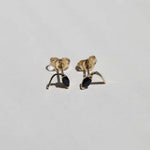round cut blue sapphires set in 14k gold stud earrings handcrafted macha studio brooklyn new york