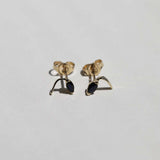 round cut blue sapphires set in 14k gold stud earrings handcrafted macha studio brooklyn new york