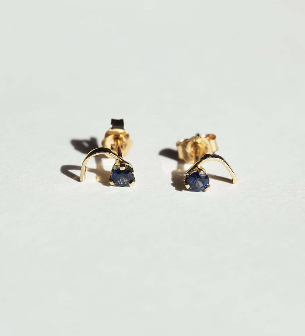blue Sapphire earrings yellow gold Brooklyn New York 