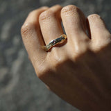 Mens Organic Shaped Wedding Band in 14k Gold with Sapphires Macha Studio Brooklyn New York