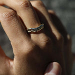 Mens Organic Shaped Wedding Band in 14k Gold with Sapphires Macha Studio Brooklyn New York