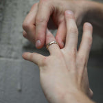 Mens Organic Shaped Wedding Band in 14k Gold with Sapphires Macha Studio Brooklyn New York