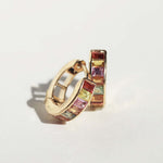 Sapphire hoop earrings gold Brooklyn New York