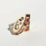 Sapphire hoop earrings gold Brooklyn New York