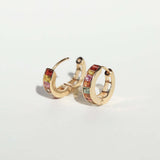 Sapphire hoop earrings gold Brooklyn New York