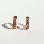 Sapphire hoop earrings gold Brooklyn New York