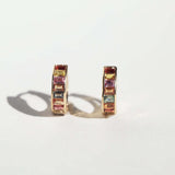 Sapphire hoop earrings gold Brooklyn New York