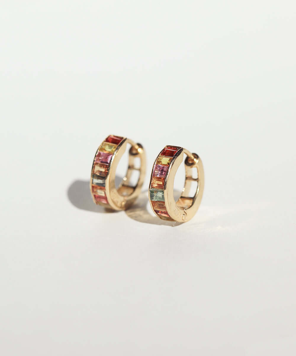 Sapphire hoop earrings gold Brooklyn New York 