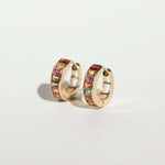 Sapphire hoop earrings gold Brooklyn New York 