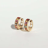 Sapphire hoop earrings gold Brooklyn New York 