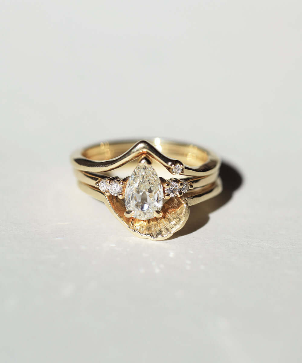 diamond engagement ring stacked gold Brooklyn New York