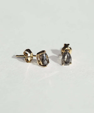 salt and pepper diamonds earrings studs yellow gold Brooklyn New York