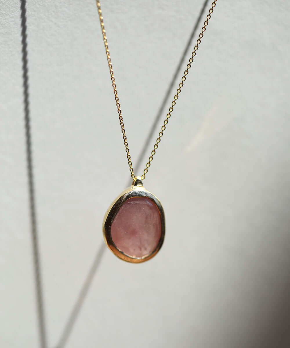 pink sapphire necklace yellow gold fine jewelry Brooklyn new york 