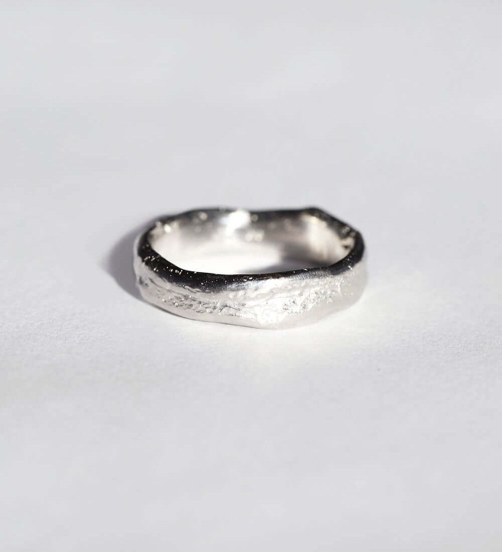 Unisex / mens Molten Wedding Band Platinum Engagement/Wedding Macha Studio, Brooklyn NYC
