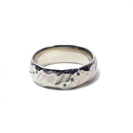 Mens handmade textured platinum Wedding Band Macha Studio Brooklyn New York