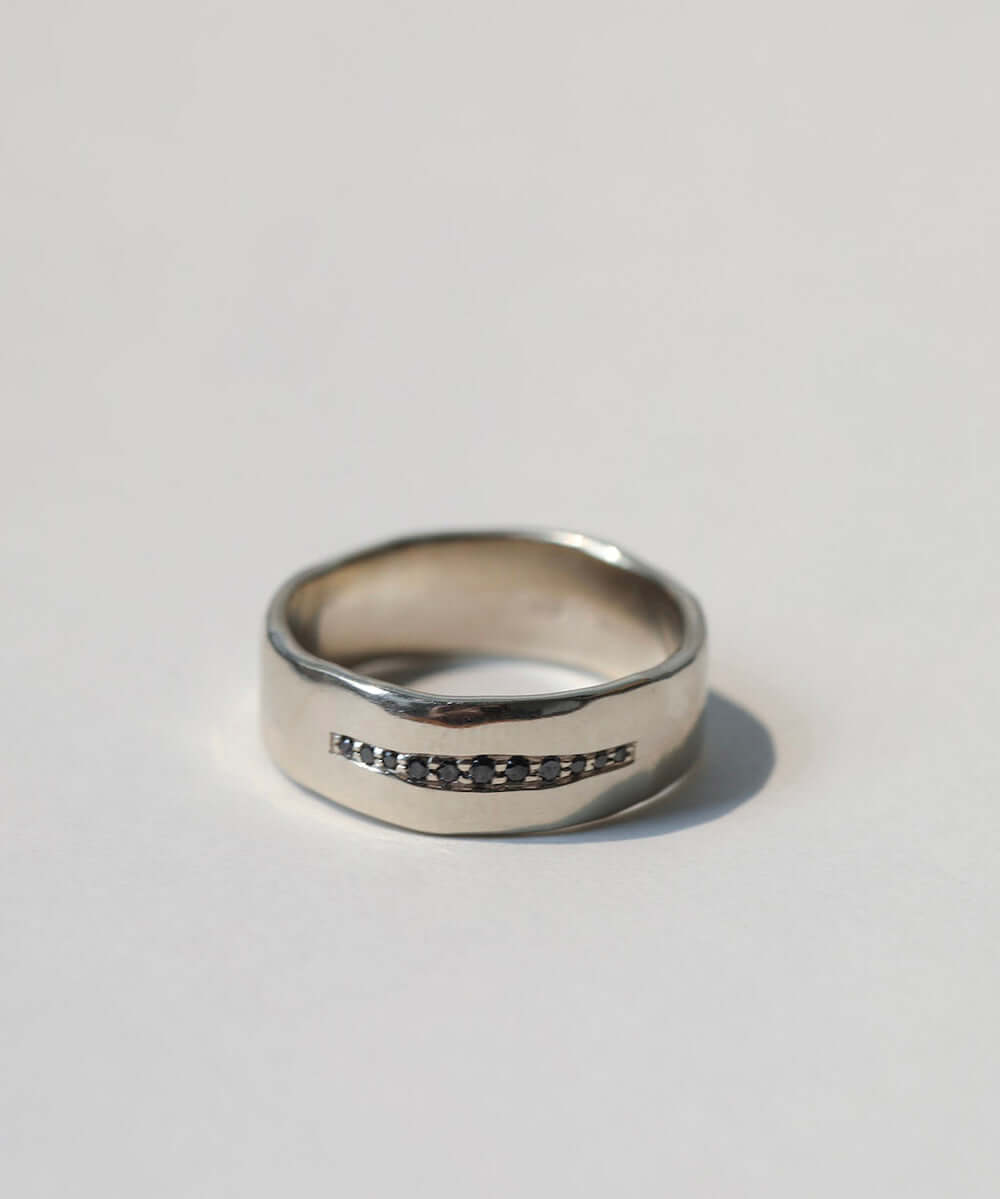 Unisex handmade Wedding Band with Diamonds, Macha Studio, Brooklyn NYC