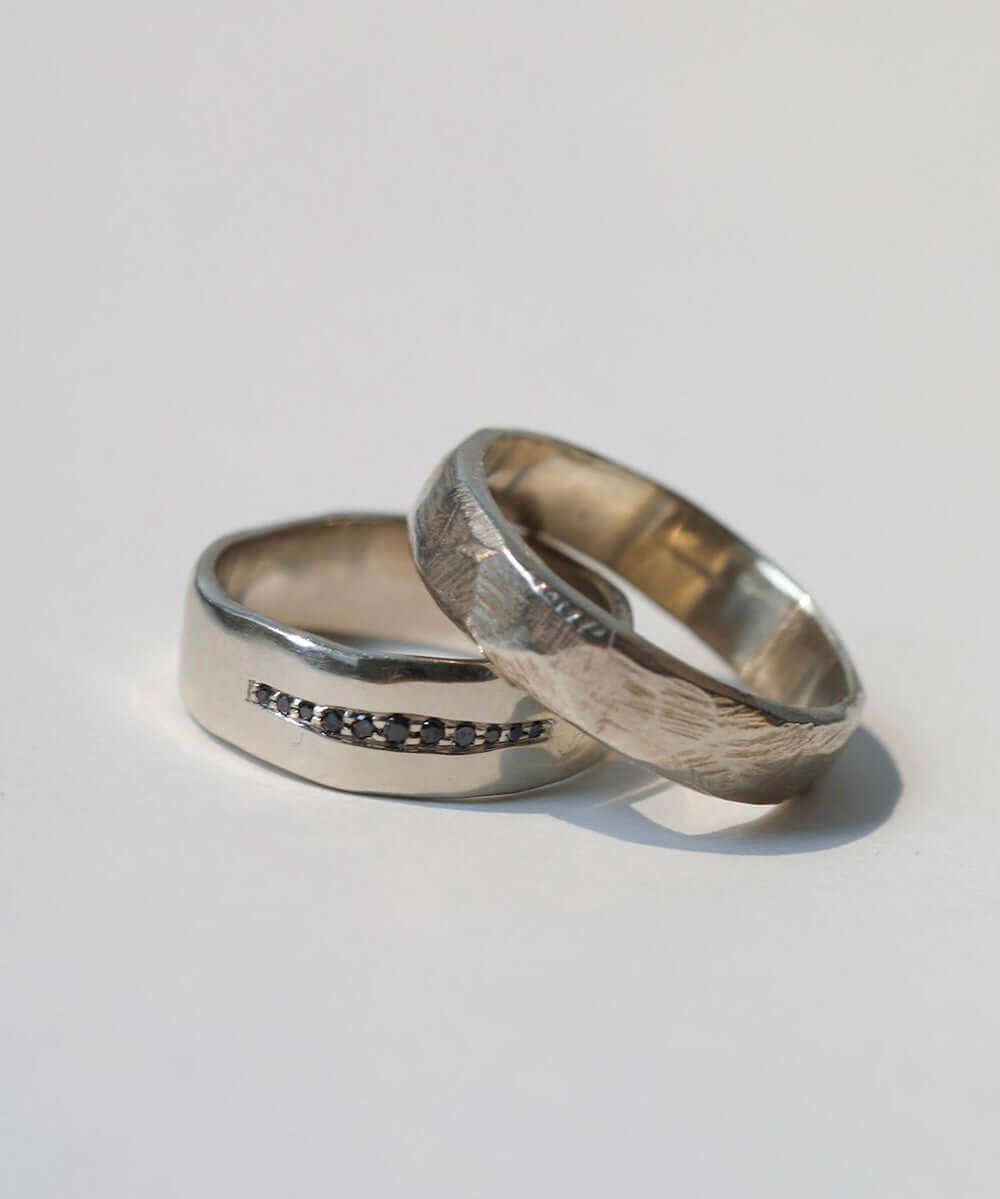 Unisex handmade Wedding Band with Diamonds, Macha Studio, Brooklyn NYC