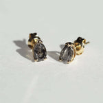  salt and pepper diamonds earrings studs yellow gold Brooklyn New York