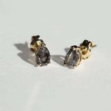  salt and pepper diamonds earrings studs yellow gold Brooklyn New York