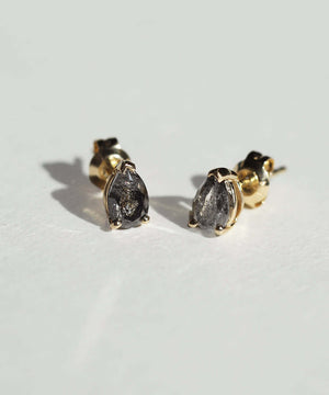  salt and pepper diamonds earrings studs yellow gold Brooklyn New York