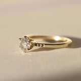 Salt and Pepper Diamond Solitaire 14k Gold Engagement Ring Macha Studio Brooklyn New York