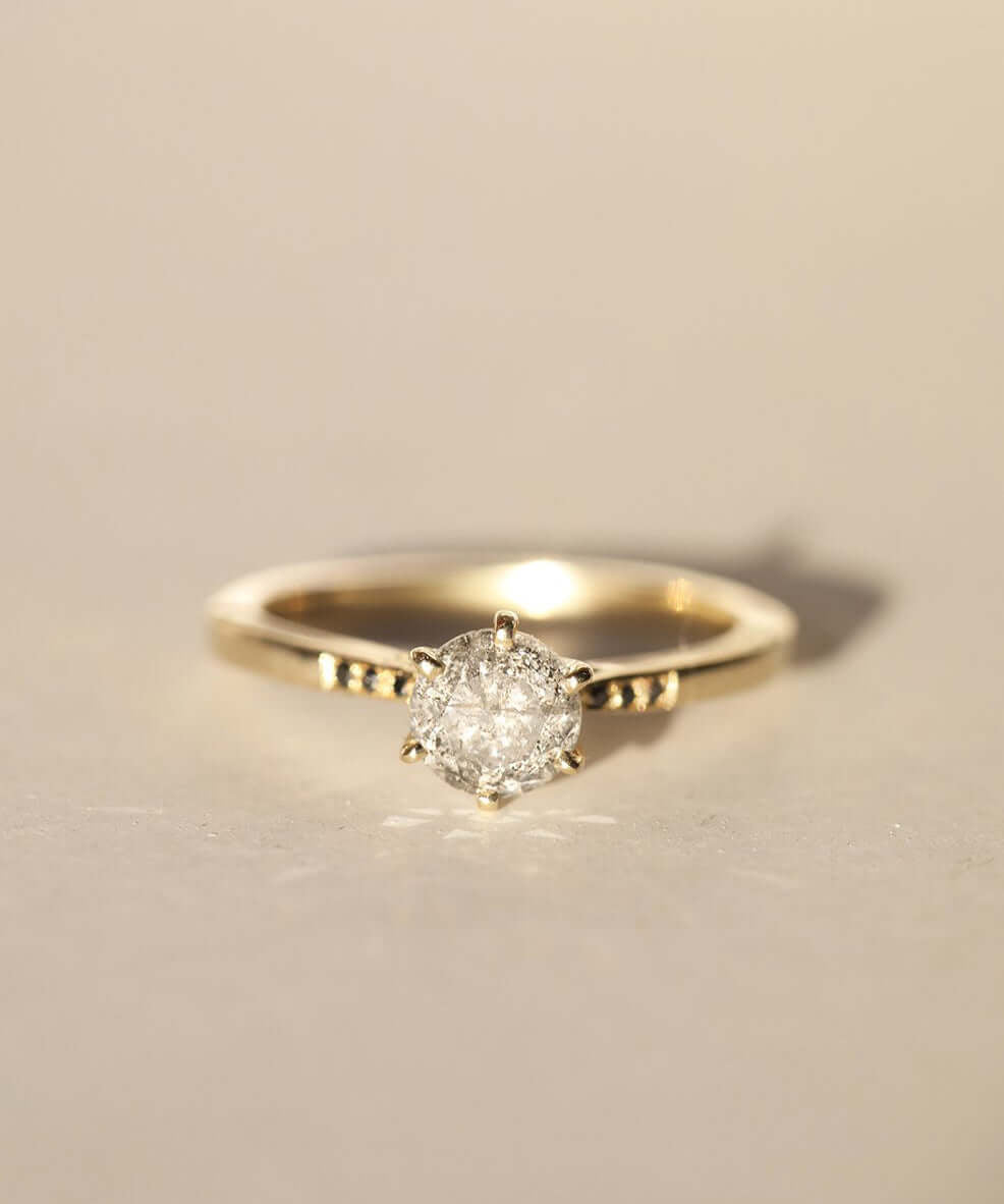 Salt and Pepper Diamond Solitaire 14k Gold Engagement Ring Macha Studio Brooklyn New York
