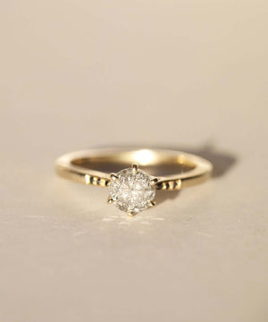 Salt and Pepper Diamond Solitaire 14k Gold Engagement Ring Macha Studio Brooklyn New York