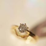 Salt and Pepper Diamond Solitaire 14k Gold Engagement Ring Macha Studio Brooklyn New York