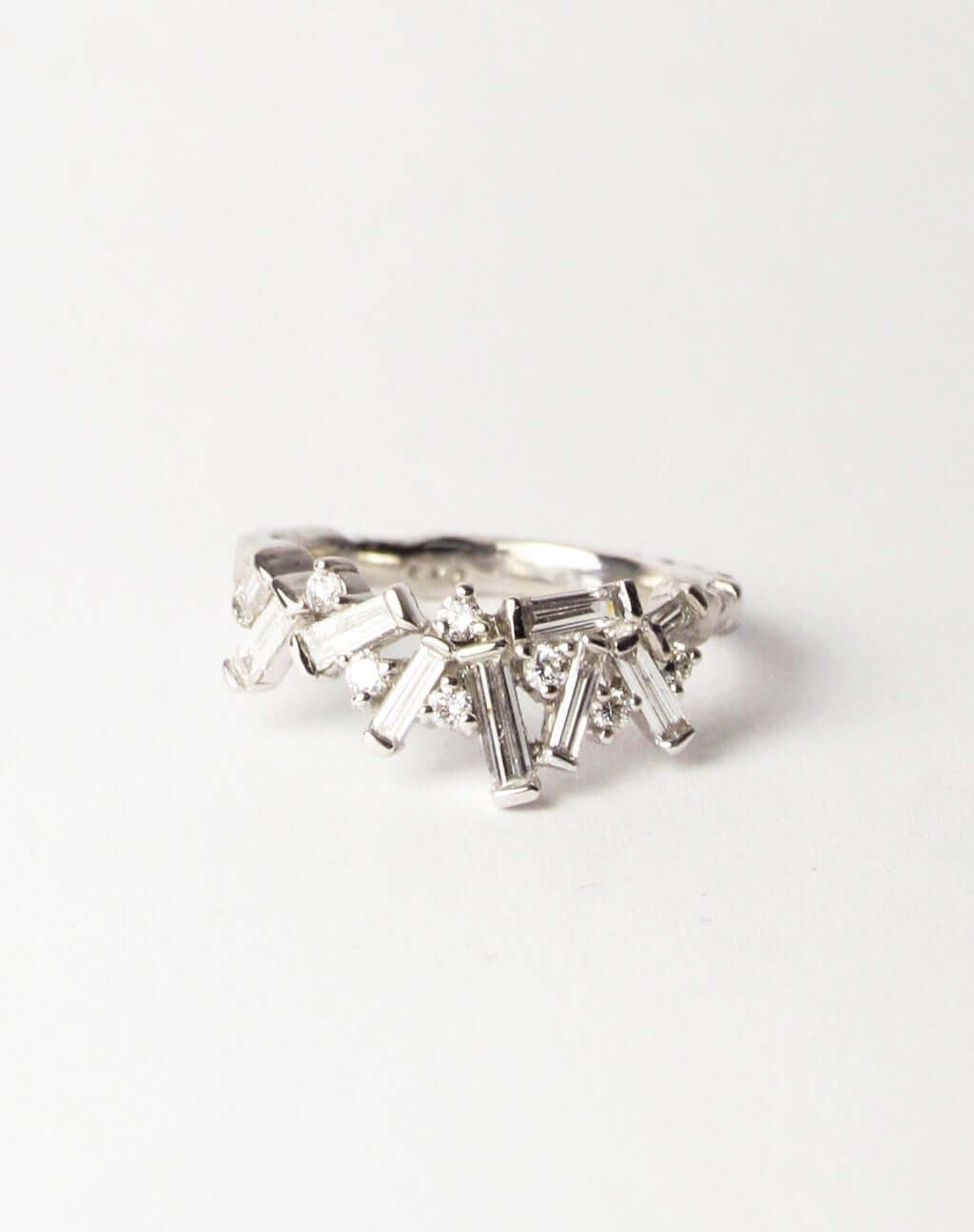Multiple baguette diamonds on platinum Band Macha Studio Brooklyn New York