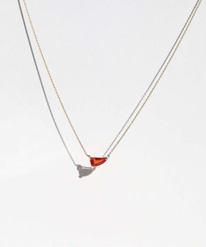 Orange Sapphire Necklace 14k gold chain macha studio brooklyn new york