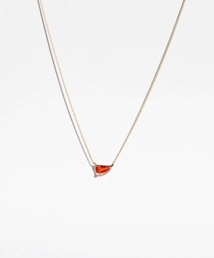 Orange Sapphire Necklace 14k gold chain macha studio brooklyn new york
