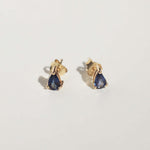 sapphire pear studs earrings gold Brooklyn New York 
