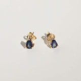sapphire pear studs earrings gold Brooklyn New York 