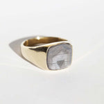 Unisex Sapphire signet ring, wedding bands by Macha Studio, Brooklyn NYC
