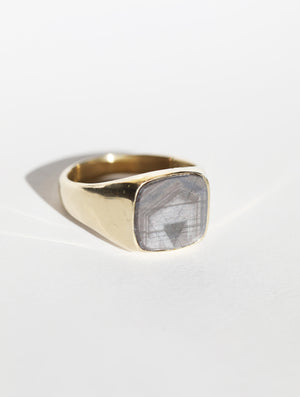 Unisex Sapphire signet ring, wedding bands by Macha Studio, Brooklyn NYC