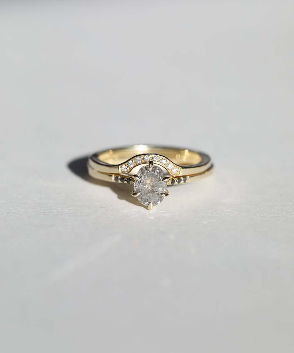 Curved Diamond Engagement/Wedding Band, Macha Studio, Brooklyn NYC